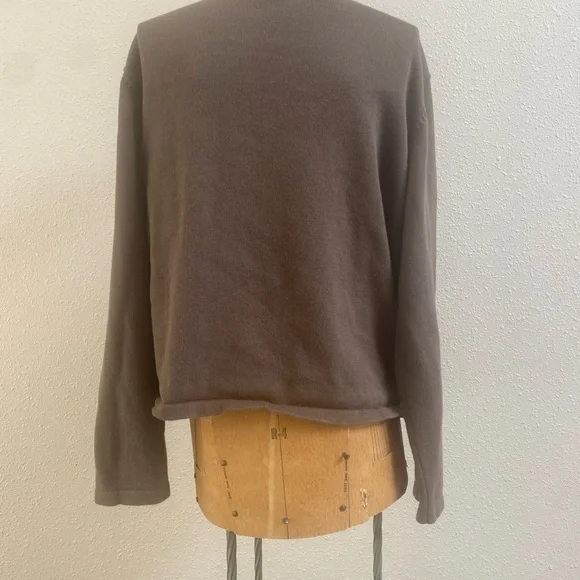 J. Jill Brown Cowl Neck Sweater All Cotton - Picture 2 of 6